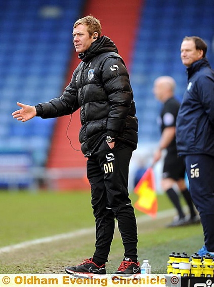 CARETAKER boss Dean Holden directs operations from the touchline against Preston on Saturday.