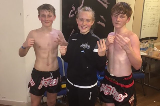 Pictured are Isaan Gym winners Ella Haywood (centre), Luke Mattinson and Connor Maguire