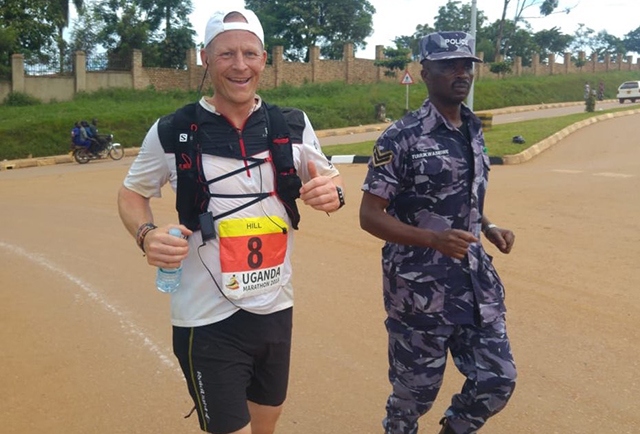 Steve Hill pictured competing in the Uganda Marathon earlier this year