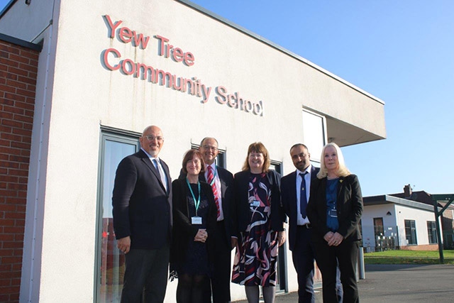 Nadhim Zahawi MP, Minister for Children and Families, is pictured (far left), with Helen Lockwood (Deputy Chief Executive – People and Place, Oldham Council), Cllr Paul Jacques (Cabinet Member for Education, Oldham Council), Sally Brown (Head of School at Mather Street Primary School), Rais Bhatti (Head of School at Yew Tree Community School) and Martine Buckley (Executive Head of MY Schools Together)