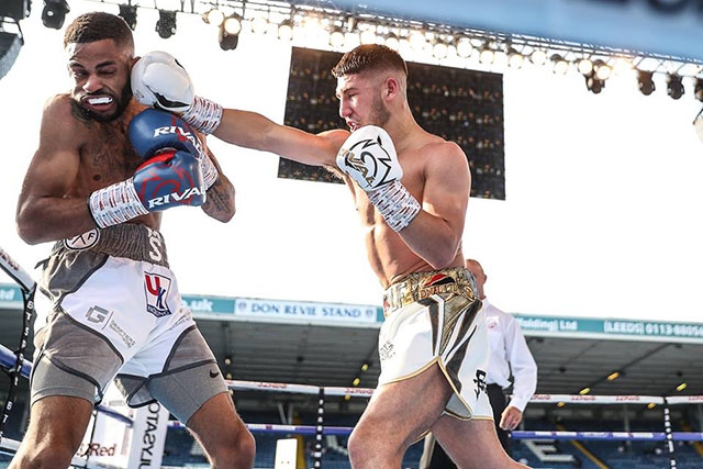 Danny Wright (right) in action against Mikey Sakyi at Leeds United's Elland Road stadium in May this year.

Pictures courtesy of Karen Priestley