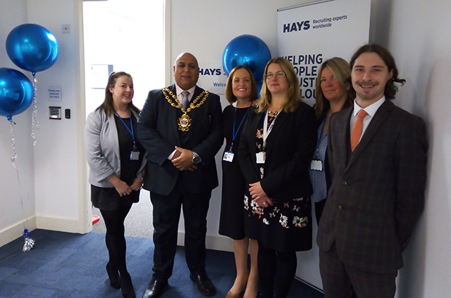 The team at Hays in Oldham pictured during a recent open day with the Mayor of Oldham, Councillor Javid Iqbal