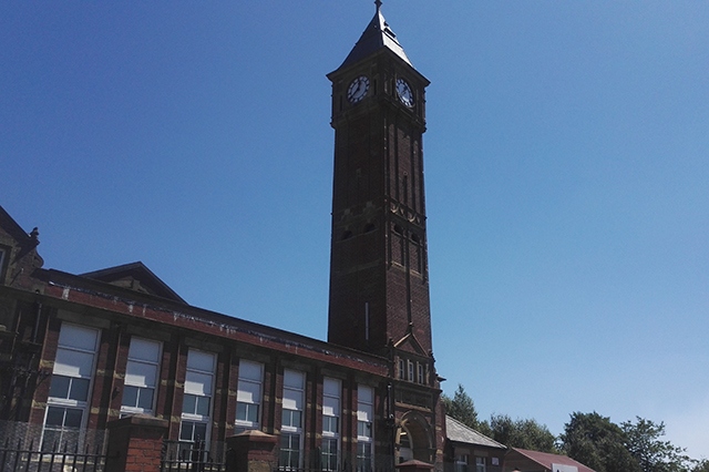The clock tower at Werneth Primary School is now back to its former glory