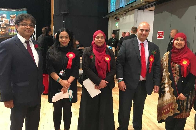 Labour candidates at the local election count
