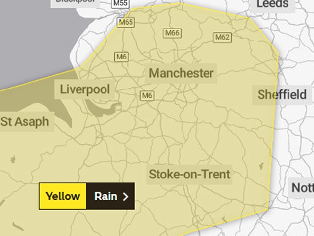 A Yellow Weather Warning is in place