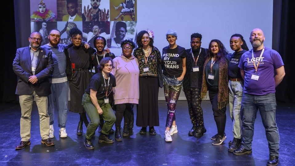LGBTQ Network CEO Paul Martin OBE with some of the artists. Picture courtesy of Joel Chester Fildes