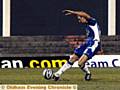 AND THAT MAKES TWO: Athletic midfielder Dale Stephens rifles the ball home. 