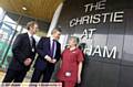 GORDON BROWN arrives at the new centre and is greeted by professor Peter Williams, project director, left and Pat Lawrence, head of radiotherapy 