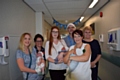 SMILERS: Pictured (left-right): Amy Carlon with baby Freya, Mel Wildman Ward Manager, Jennie Andrews with baby Teddie, Simon Mehigan, Head of Midwifery, Nicola Firth, Director of Nursing/Chief Officer, Fay Read with baby Theo