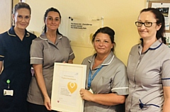 Pictured at the Quality Mark accreditation are (left to right): Lindsey Dawson – Macmillan Lead Chemotherapy Nurse, Hannah Whittaker, Rachael Tomkins and Jane Lees (all Macmillan Chemotherapy Nurses)