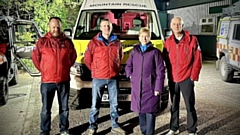 Pictured are (left to right): Deputy Team Leader Dave Wyatt, Team Leader Rob Tortoiseshell, High Sheriff Mrs M L Walker and President Peter Hyde