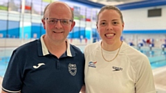 Lauren Quigley is pictured with Oldham Aquatics Lead Coach John Patterson