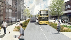 A CGI mock-up of how the Rochdale Road transport development in Royton centre might look