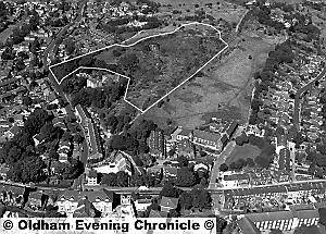 AN aerial view of Springhead Quarry with the area planned for houses highlighted 