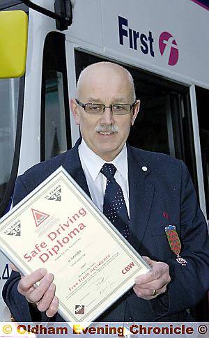 OLDHAM driver Harry Rayner with his diploma 