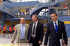 ALL smiles as Sir Alex is shown around by head teacher Hardial Hayer (right) and chairman of governors Councillor Jim Greenwood 