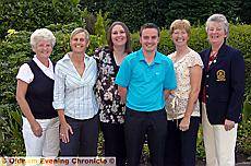 THE winning team in the Crompton and Royton Pro-Am have every reason to smile. Flanked by organiser Val Hall (left) and Crompton and Royton lady-captain Chris Rimmer (right), the victorious quartet was, from left to right: Jane Antrobus (Oldham), Kay Orme (Saddleworth), Karl Tighe (assistant professional at Rochdale) and Bev Scholes (Oldham). The leading professional in the competition was Nick Sarjent from Eastham Lodge. 