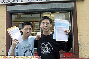 DOUBLE DELIGHT ... Simon and Jason celebrate their results 