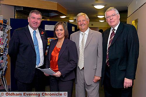 Four head teachers at Grange School prize night: Colin Bell, Gilly McMullen, Graeme Hollinshead, John Owen.