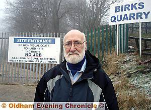 CONCERN . . . Councillor Derek Heffernan at the quarry entrance 