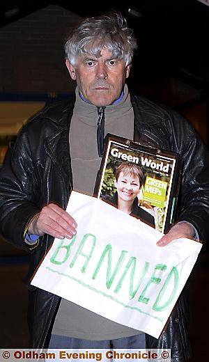 Warren Bates outside the Salvation Army, Failsworth, after being banned from an Area Committee Meeting 
