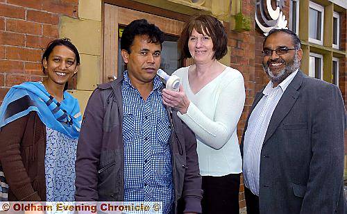 Pictured (from the left) are Amina Khatun (interpreter), visitor Chan Miah , Liz Woodworth (Stop Smoking Service) and Dr Zuber Ahmed