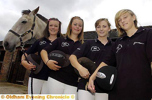 READY to compete . . . Indi the horse with (from left) Becky Tonge, Ellie Prior, Sarah Blackman and Emma Bland 