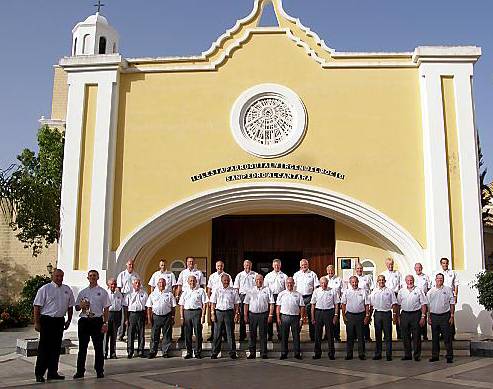 ALL together now . . . Saddleworth Male Voice Choir perform in San Pedro 