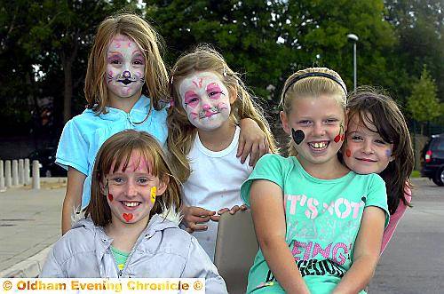 Barnardo's Hollinwood Children's Centre Fun Day at Lyndhurst School. Back row left to right, Lucy Walker, Madison Bosher, Amy McNamara. Front row, Chloe Warren (left) and Leah Montgomery. 