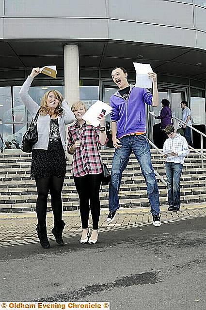 Flying high... Charlotte Wilkinson, Chloe Dineley and Nicholas Steel