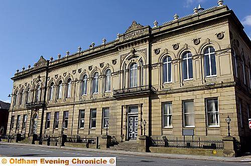 GRAND entrance . . . the exterior of Oldham Lyceum, a Grade II-listed building 