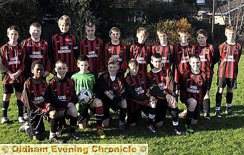 Chadderton Juniors under-13s’ Sean Reading (back, left), Sam Coleman, Liam Hindley, Jordan Mitchell, Ryan McConkie, Darius Worsley, Jack Garside, Jack Hoyle, Warren Howard, James Larty, Ndaba Ndebele (front, left), Michael Gill, Danny Miller, Luke Jones, Ben Clark, Ashley Hartley and Simon Winkley. 
