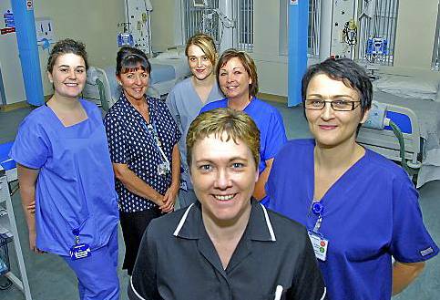 QUALITY care . . . (above, back, from the left) staff nurse Lauren Green, ward clerk Cath McKler, Alex Crossley, Gill Armstrong, (front, from the left) matron Kay Miller and sister Amanda Jackson will work on the new HDU (left) 