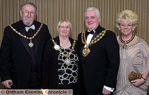 Councillor Alma McInnes, Saddleworth Parish Council chairman, and her consort, Councillor Ian McInnes (left), at the ball with the Mayor and Mayoress of Oldham, Councillor Jim McArdle and Councillor Kay Knox 