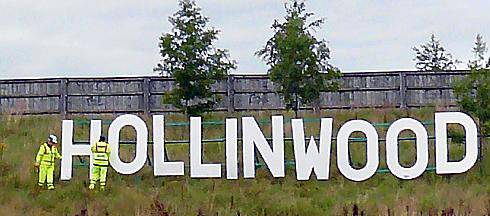 GLITZ and glamour . . . the Hollinwood sign that was removed by the Highways Agency 