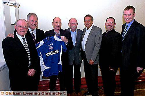 LATICS legends Joe Royle and Andy Ritchie took time from their busy schedules to help raise £1,300 for Heart UK. The former managers entertained guests at a sportsmen’s dinner at Delph Club. 

Pictured (l-r) Latics chief executive Alan Hardy, Joe Royle, Andy Ritchie, former directors David Brierley and Rod Adams, MC and Latics announcer David Broadbent and event organiser Darren Royle. 
