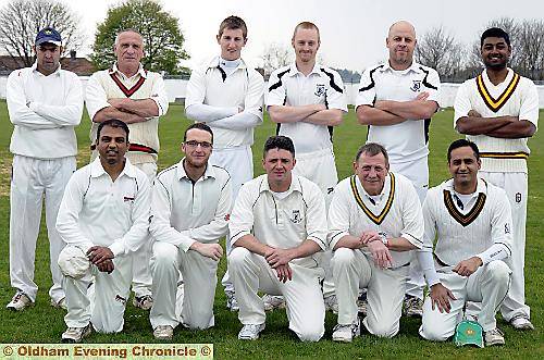 OLDHAM CRICKET CLUB 2010, from left to right, back: Mohammed Hanif (professional), Mel Whittle, Craig Joy, Neil Inkpen, Rod Moran, Adnan Shafiq. Front: Abid Fazil, Dane Fletcher, Chris McDonnell (capt), Gary Crossley, Zafar Jatoi. Not on picture: Paul Thompson (vice-capt), Keelan Gossayn (overseas amateur). 