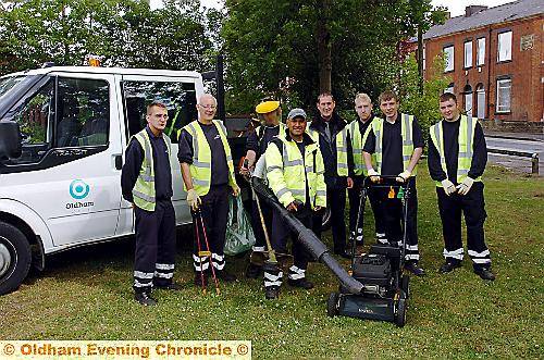 TEAM spirit . . . the Derker Street Scene crew.