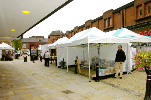 The new gazebo-style stalls set up on Albion Street 