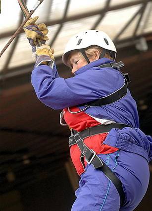 Mary Hassall on zip slide 