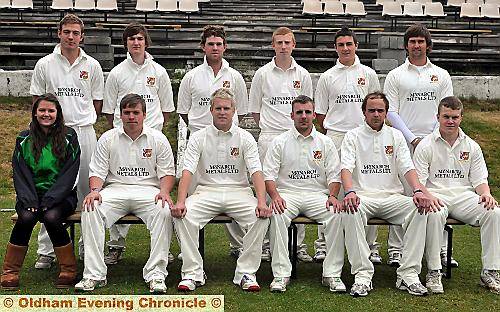 ROYTON CC... Matthew Hodson (back row left), Ryan Carruthers, Chris Hutchinson, Matthew Smith, Liam Mason, Cameron Delport. Scorer Beth Lovell (front row, left), Liam Brow, Alan Durose (captain), Tony Walsh, Gaz Lees, Joe Greaves. 