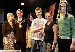 POWERFUL performance: Oldham Mayor Councillor Richard Knowles and Mayoress Valerie Knowles, left, with Norah Lopez, Robert Mallard, Sarah Nelson and Mark Newsome 