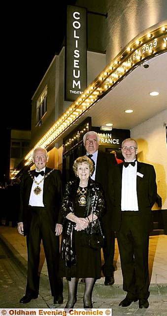 THE Mayor, Olwen Chadderton with consort Roy Chadderton (l), and the Coliseum’s chairman Colin Smith (rear) and executive director David Martin.  

