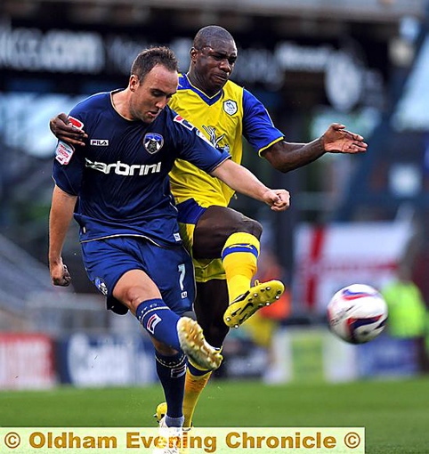 LEE Croft whips in a cross against Sheffield Wednesday in the Capital One Cup. 