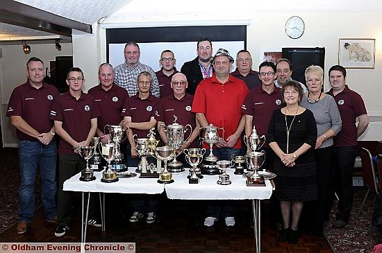 Chairman Wilf McDermott (centre front) with winners at Springbank Bowling Club, Chadderton 
