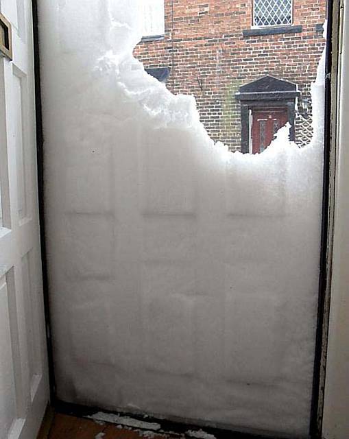 Snow at the door! 
