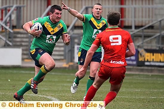 LIAM Gilchrist looks for a way through the Crusaders’ defence. 