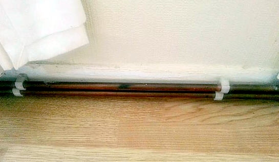 EXPOSED pipes in Georgina Rowe's house  

