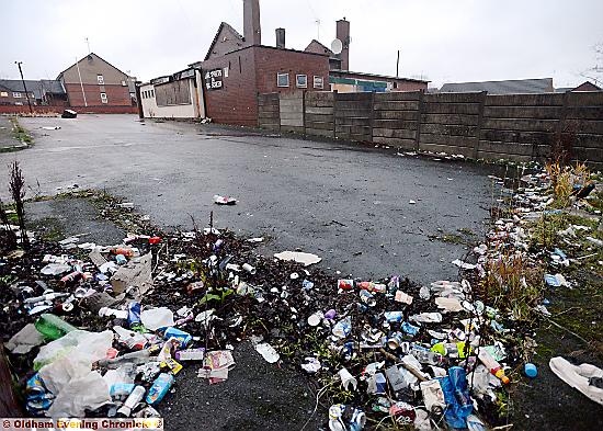 Rubbish piles up outside the former Fytton Arms in Fitton Hill.