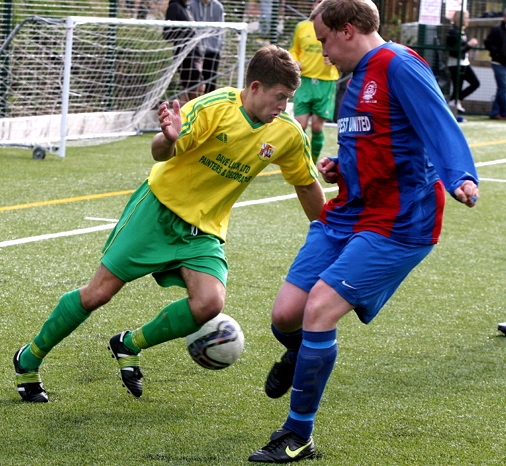 ON TARGET: Royton Town hit-man Michael Moss (left) 
